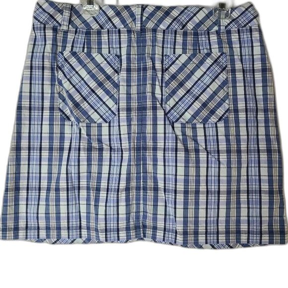 CROFT and BARROW Blue White Diagonal Plaid Skort Skirt Lined Womens Size 14 - Picture 9 of 14